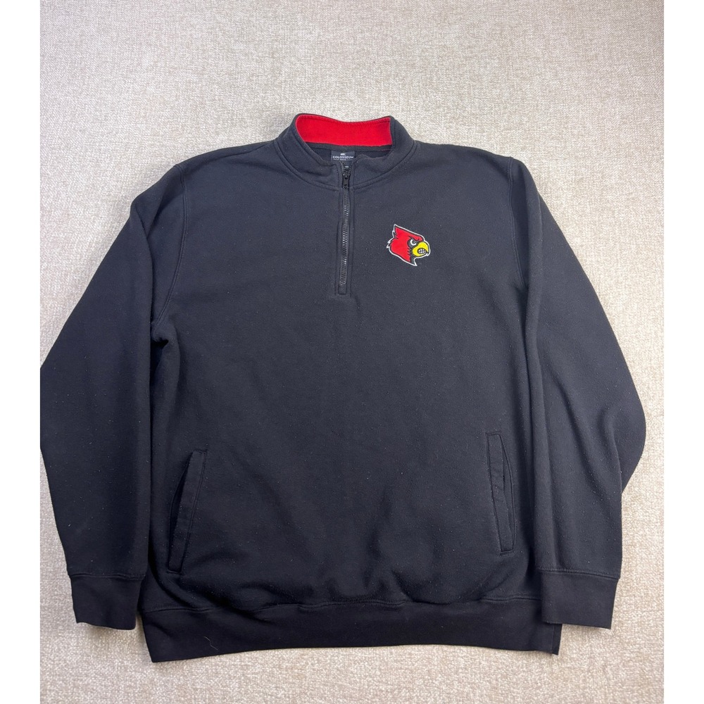Colosseum Louisville Cardinals Quarter Zip Pullover Men XL Black NCAA Sweatshirt